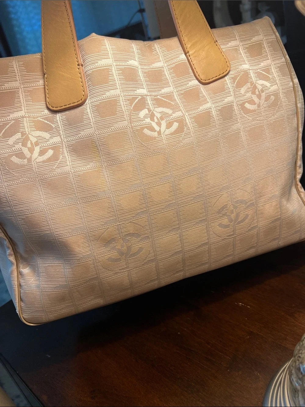 Authentic Chanel Beige/blush Canvas Tote Bag - Picture 3 of 17